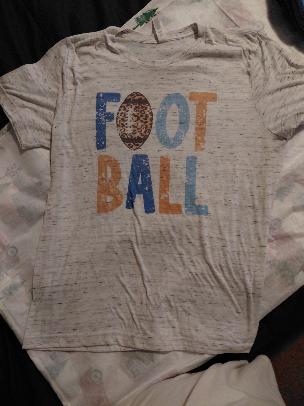 Bella Canvas Cream Graphic Tee with Blue & Tan Letters